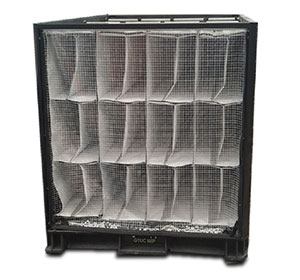 Dunnage en lona con aplicación en rack metálico